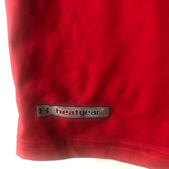 ❤️Under Armour Heat Gear Compression Red Top Short Sleeve Size LG - Picture 4 of 4